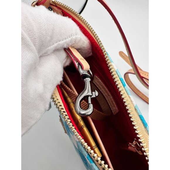 Dooney & Bourke Aqua Gingham and Vachetta Pouchette Crossbody Bag NWT *READ* - Picture 11 of 16